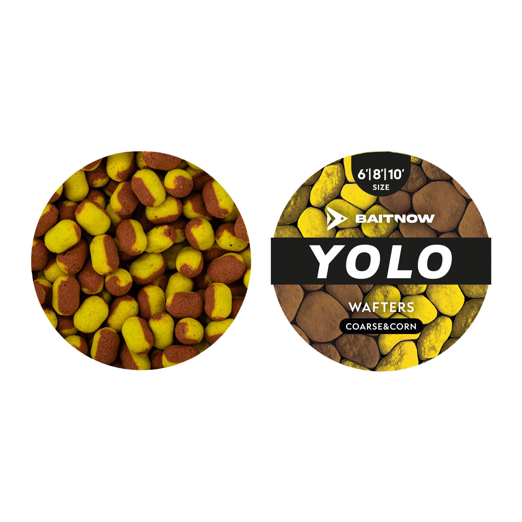 METHOD FEEDER YOLO JAUNE ET BRONZE, GRAINES ET MAÏS, TAILLES 6/8/10, 24 g